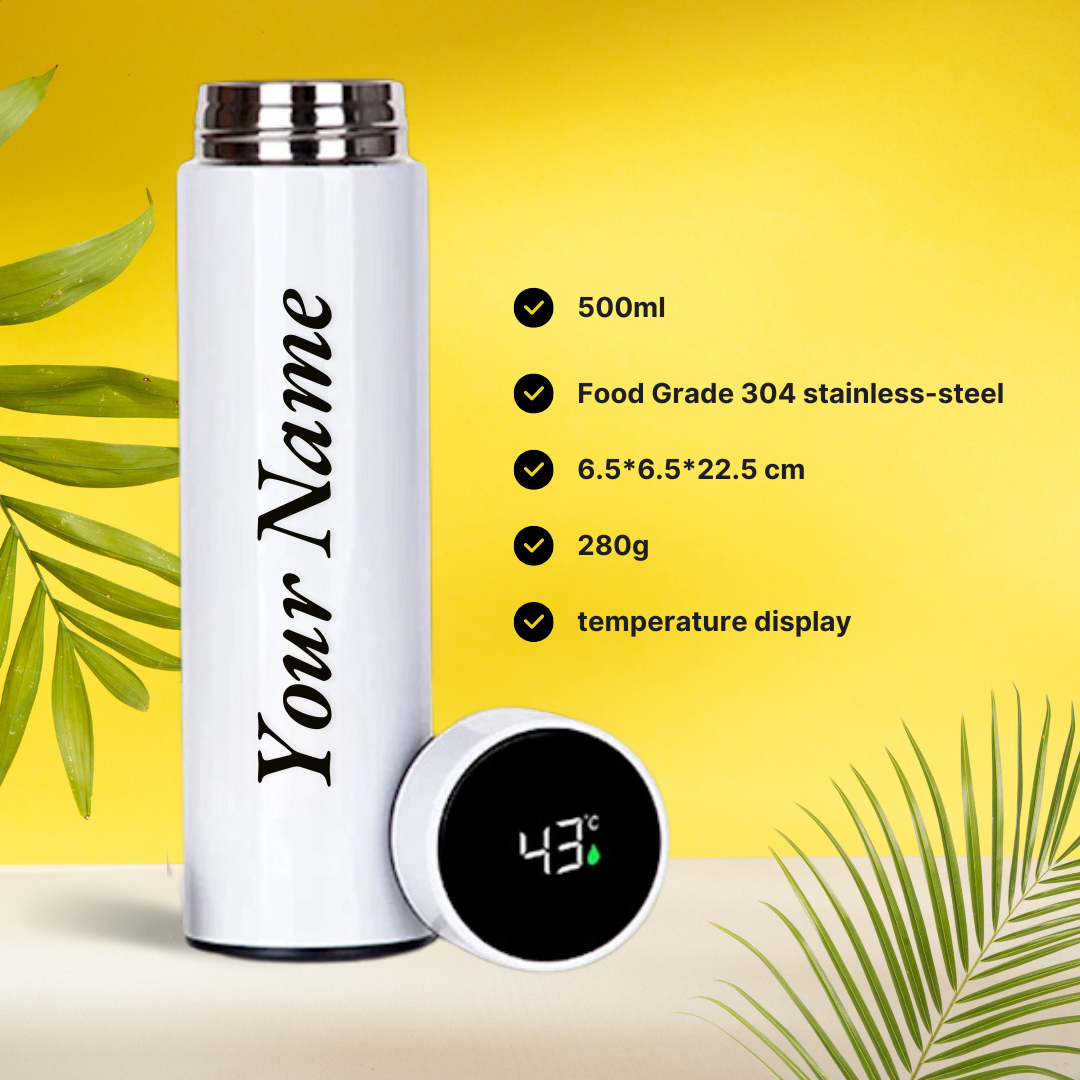 Personalized Water Bottle with Temperature Display - 500 ML